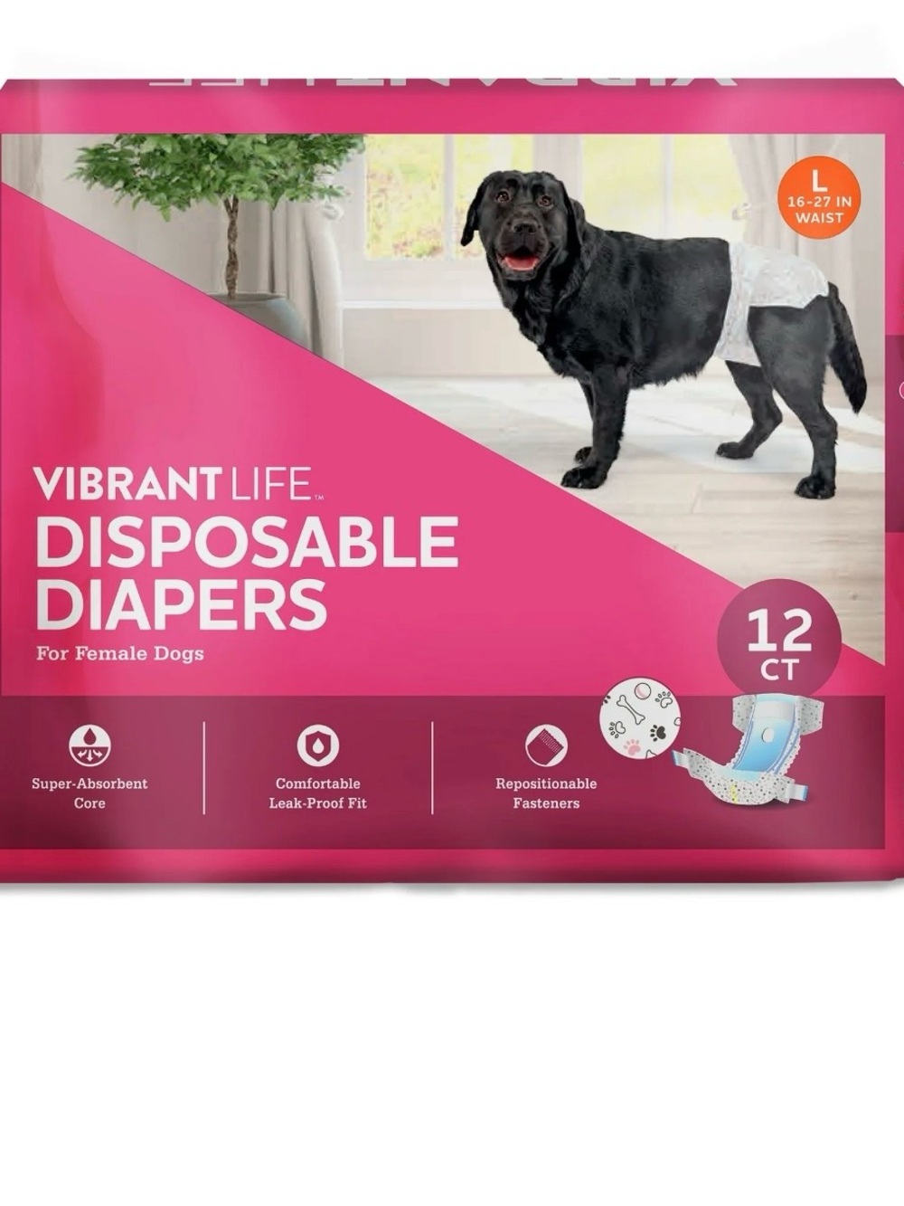 Vibrant Life Disposable Dog Diapers -Size Large